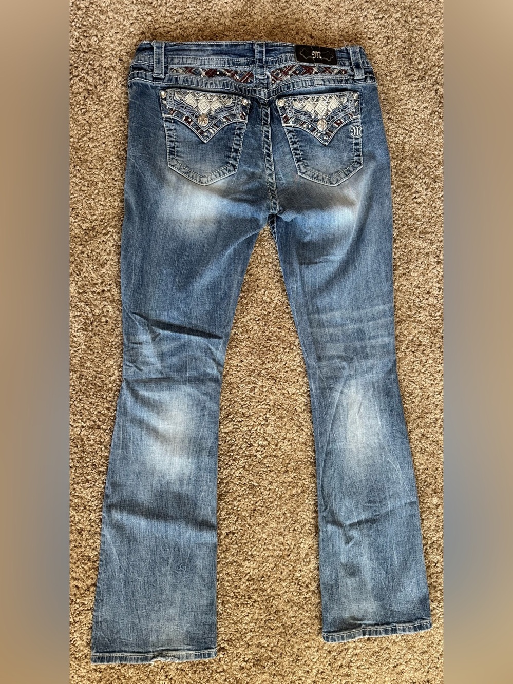 Miss Me Women’s 30 Bootcut Jeans Embroidered Rhinestone Sequin Western Bling